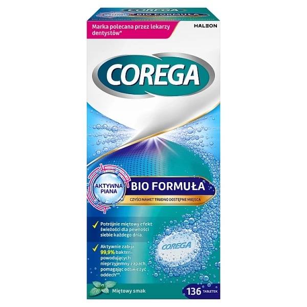 Corega Tabs Bio Formula, tabletki do czyszczenia protez zębowych, 136 sztuk