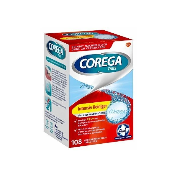 Corega Tabs Intensiv, tabletki do czyszczenia protez zębowych, 108 sztuk