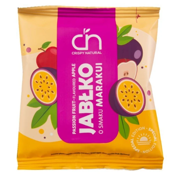 Crispy Natural, Jabłko o smaku marakui, suszone chipsy z jabłek, 18g