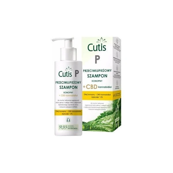 Cutis P, szampon przeciwłupieżowy konopny + CBD, 150ml