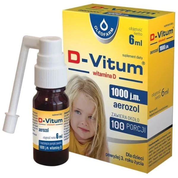 D-Vitum 1000 j.m., aerozol, dla dzieci od 3 roku życia i dorosłych, 6ml