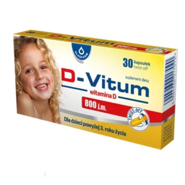 D-Vitum 800 j.m., dla dzieci od 3 roku życia, 30 kapsułek twist-off