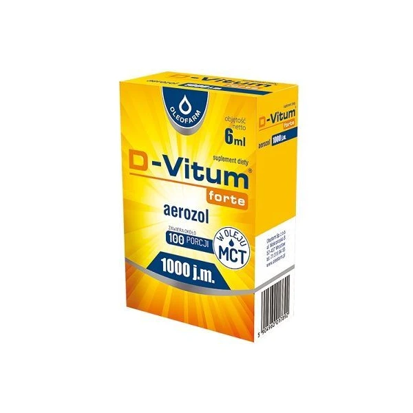 D-Vitum forte 1000 j.m., aerozol, dla dzieci od 3 roku życia i dorosłych, 6ml