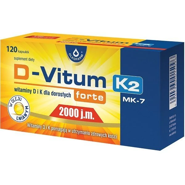 D-Vitum Forte 2000 j.m. K2 MK-7, 120 kapsułek