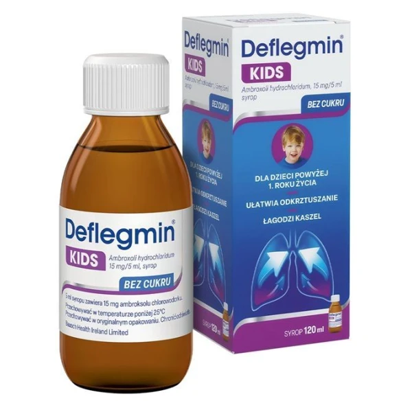 Deflegmin Kids 15mg/5ml, syrop dla dzieci po 1 roku życia, 120ml