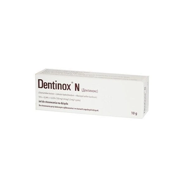 Dentinox N (150mg+3,4mg+3,2mg)/g, żel do stosowania na dziąsła, dla dzieci powyżej 3 miesiąca życia, 10g IR*