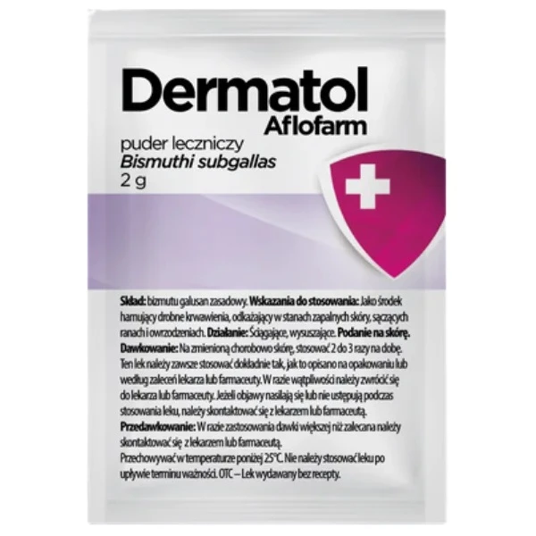 Dermatol Aflofarm, puder leczniczy do stosowania na skórę, 2g