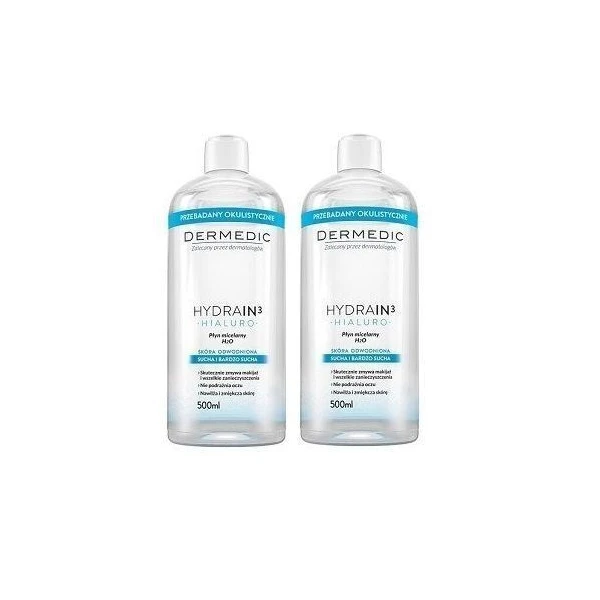 Dermedic, Hydrain3 Hialuro, płyn micelarny H2O, 2x500ml