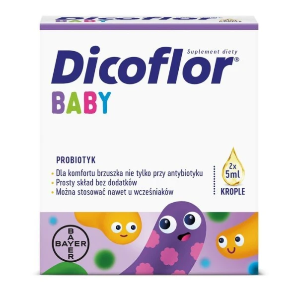 Dicoflor baby, krople, od pierwszych dni życia, 2 opakowania po 5ml