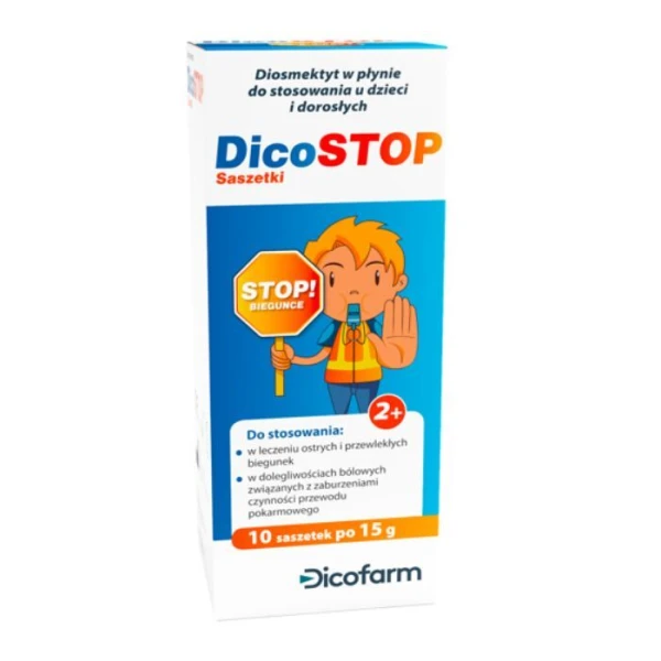 DicoStop, płyn dla dorosłych i dzieci po 2 roku życia, 10 saszetek