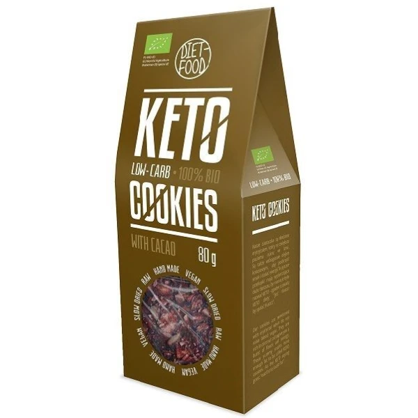 Diet Food, ciastka kakaowe słodzone erytrytolem, Keto, 80g