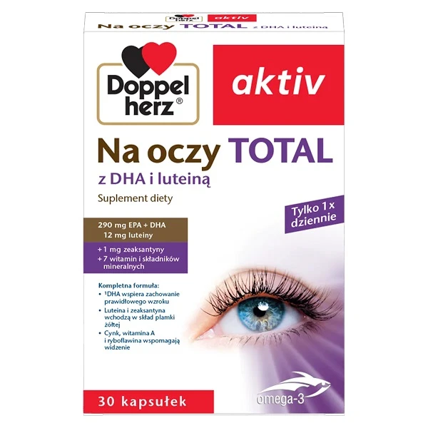 Doppelherz Aktiv, Na oczy Total z DHA i luteiną, 30 kapsułek