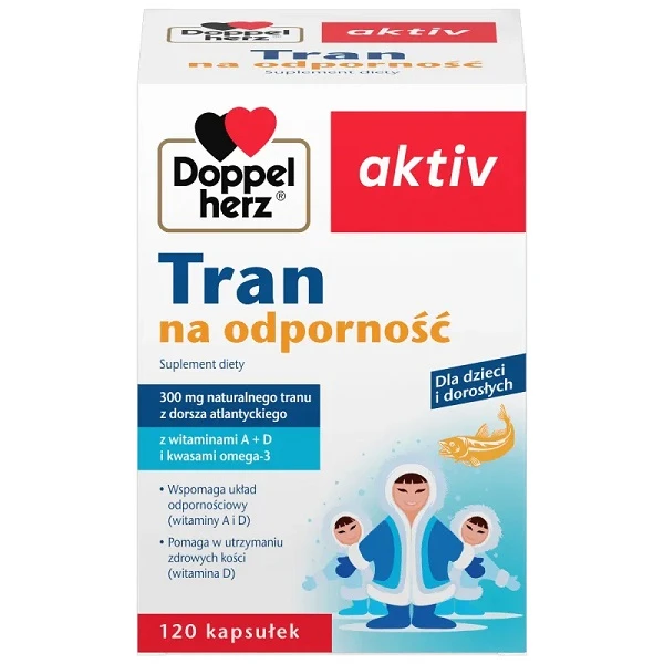 Doppelherz Aktiv, Tran na odporność, 120 kapsułek