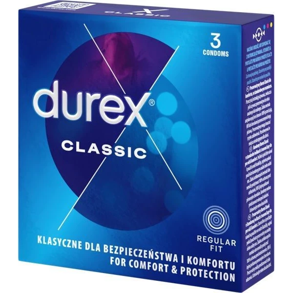 Durex, prezerwatywy lateksowe Classic, 3 sztuki