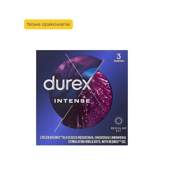 Durex, prezerwatywy lateksowe Intense, 3 sztuki