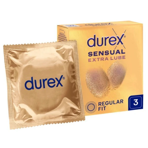 Durex, prezerwatywy lateksowe Sensual Extra Lube, 3 sztuki