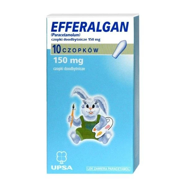 [DATA - 2026-08-31] Efferalgan 150mg, czopki doodbytnicze, dla dzieci po 2  roku życia, 10 sztuk
