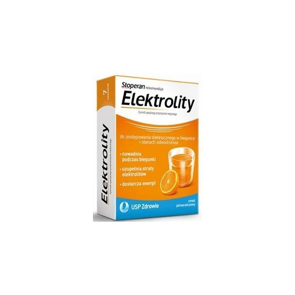 Elektrolity, proszek, smak pomarańczowy, 7 saszetek