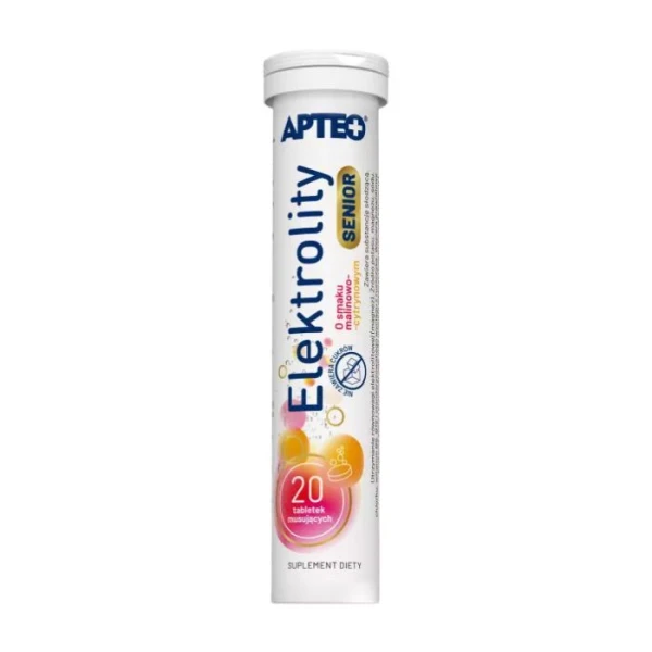 Elektrolity Senior Apteo, smak malinowo-cytrynowy, 20 tabletek musujących