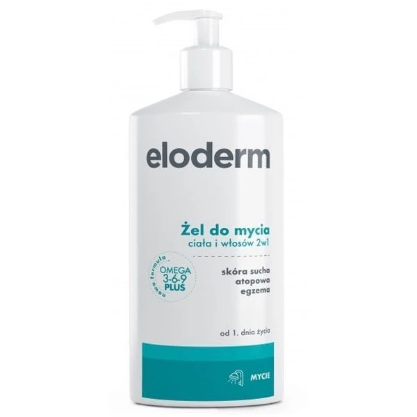 Eloderm, żel do mycia ciała i włosów 2w1 do skóry suchej i atopowej, od urodzenia, 400ml