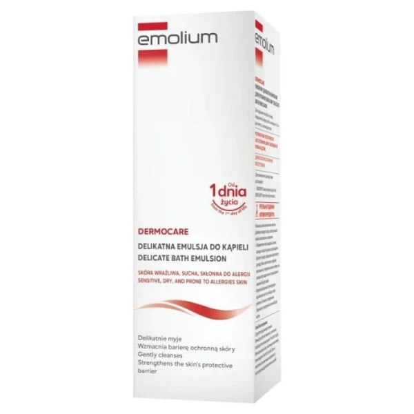 Emolium Dermocare, delikatna emulsja do kąpieli, dla dorosłych i dzieci od 1 dnia życia, 200ml