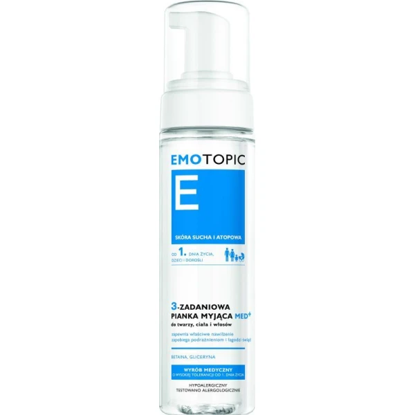 Emotopic, 3-zadaniowa pianka myjąca do twarzy, ciała i włosów, od urodzenia, 200ml