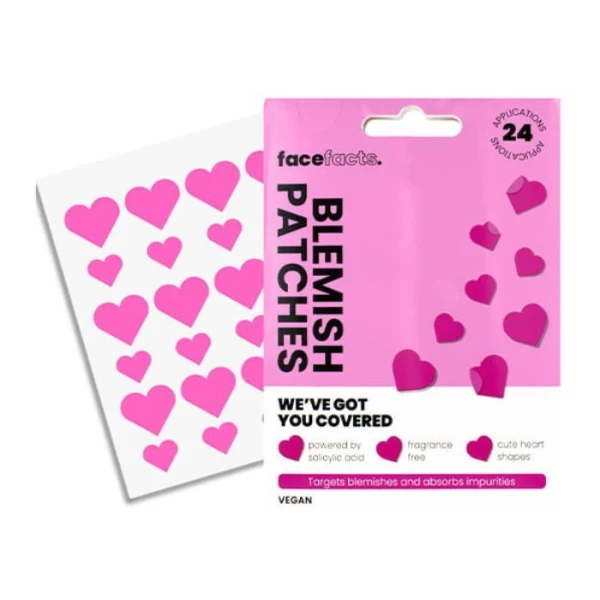 Face Facts Blemish Patches, plasterki na niedoskonałości, serduszka, 24 sztuki
