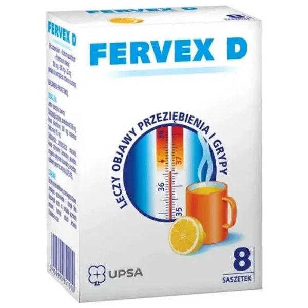 Fervex D (500mg+200mg+25mg), granulat do sporządzania roztworu doustnego, 8 saszetek