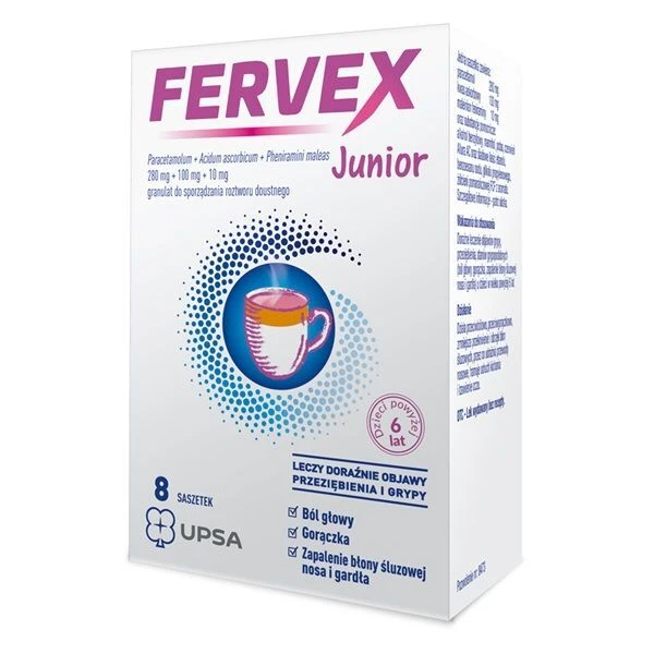 [DATA - 2026-12-31] Fervex Junior (280mg+100mg+10mg), granulat, 8 saszetek