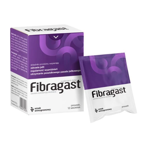 Fibragast, smak winogronowy, 12 saszetek