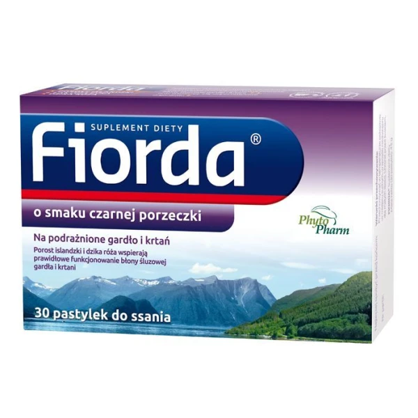 Fiorda, smak czarnej porzeczki, 30 pastylek do ssania