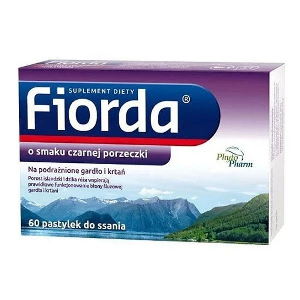 Fiorda, smak czarnej porzeczki, 60 pastylek do ssania