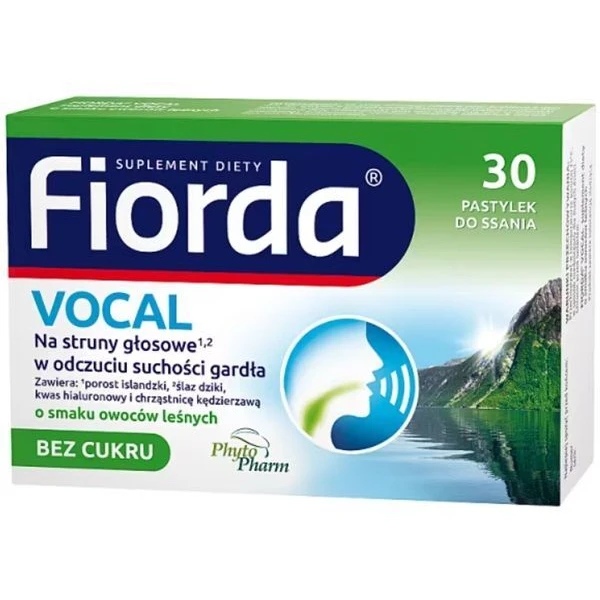 Fiorda Vocal, smak owoców leśnych, bez cukru, 30 pastylek do ssania