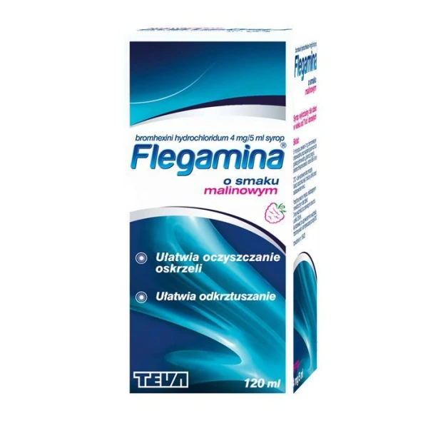 Flegamina 4mg/5ml, syrop wykrztuśny, smak malinowy, 200ml