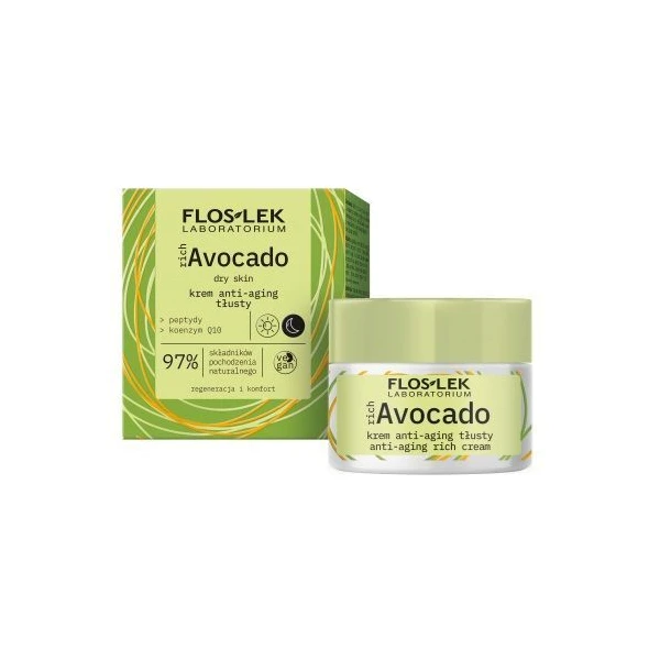 Flos-Lek Laboratorium, Rich Avocado, krem anti-aging, tłusty, 50ml