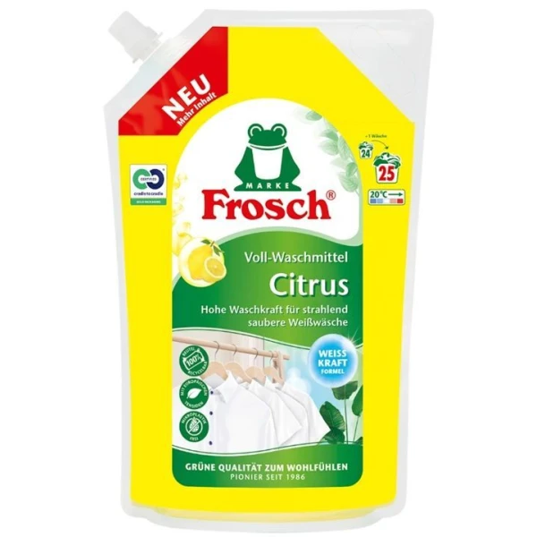 Frosch, płyn do prania tkanin białych, cytrynowy, zapas, 1500ml