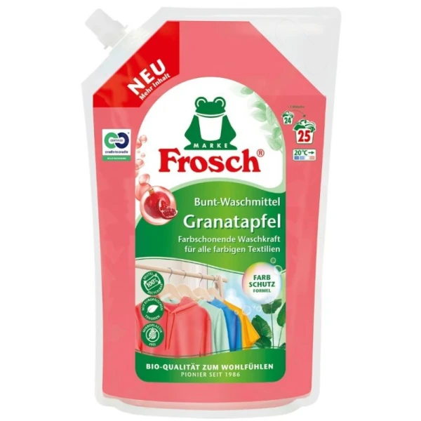 Frosch, płyn do prania tkanin kolorowych z owocem granatu, zapas, 1500ml