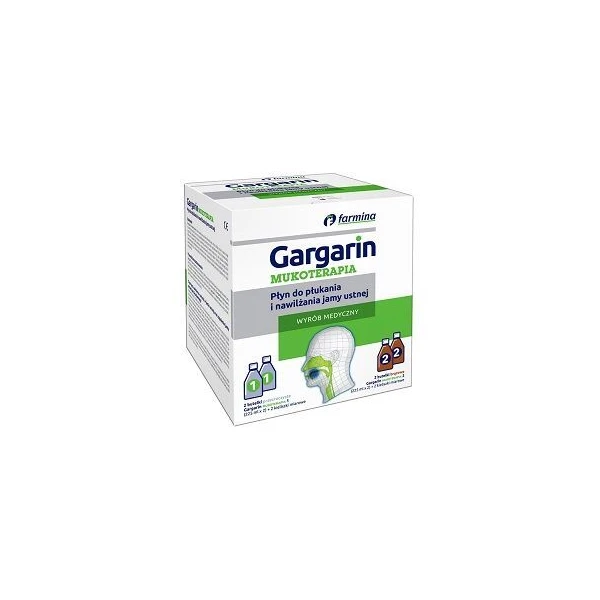 [DATA - 2026-10-31] Gargarin Mukoterapia, płyn do płukania i nawilżania jamy ustnej, 4x225ml