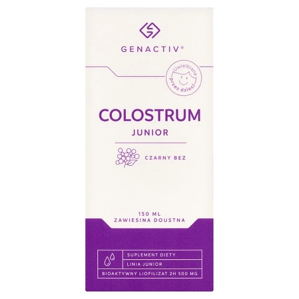 Genactiv Colostrum Junior, czarny bez, zawiesina doustna, dla dzieci po 3 roku życia, 150ml