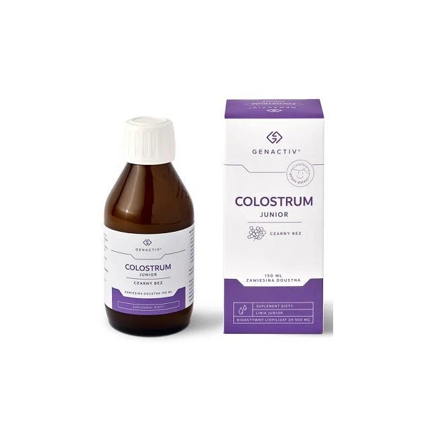 Genactiv Colostrum Junior, czarny bez, zawiesina doustna, dla dzieci po 3 roku życia, 150ml