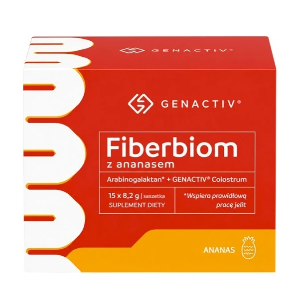 Genactiv Fiberbiom z ananasem, proszek, 15 saszetek