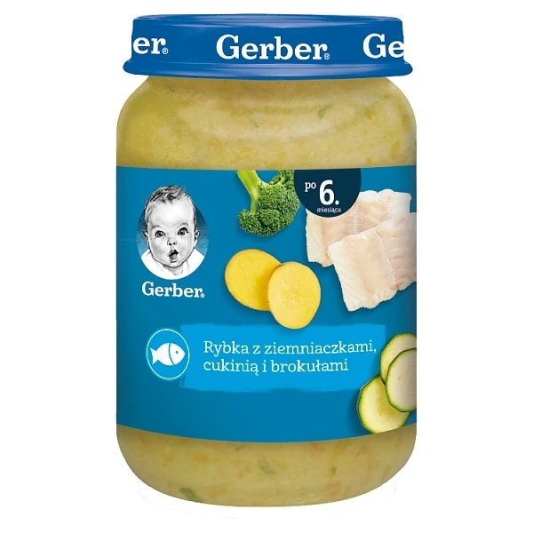 Gerber, rybka z ziemniaczkami, cukinią i brokułami, po 6 miesiącu, 190g