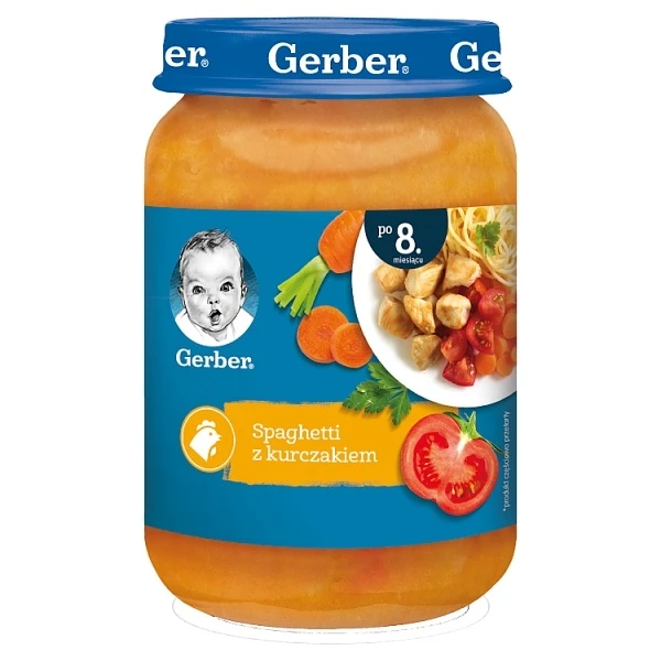 Gerber, spaghetti z kurczakiem, po 8 miesiącu, 190g