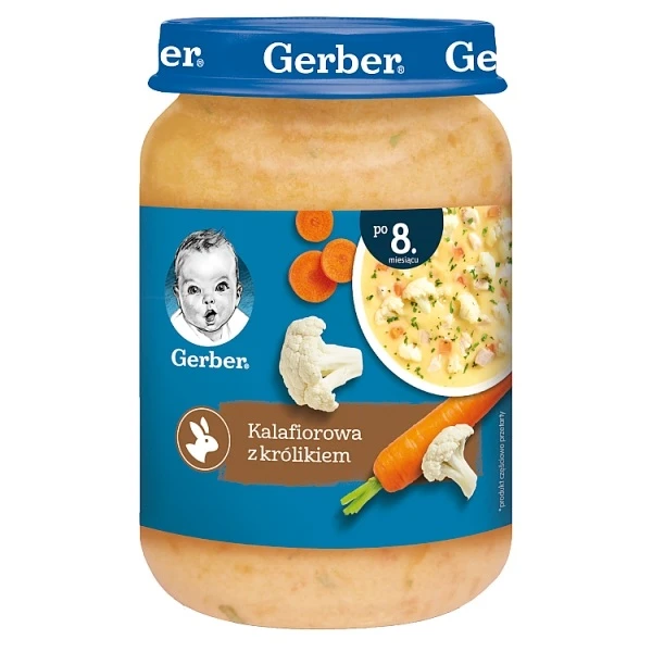 Gerber, zupka kalafiorowa z królikiem, po 8 miesiącu, 190g