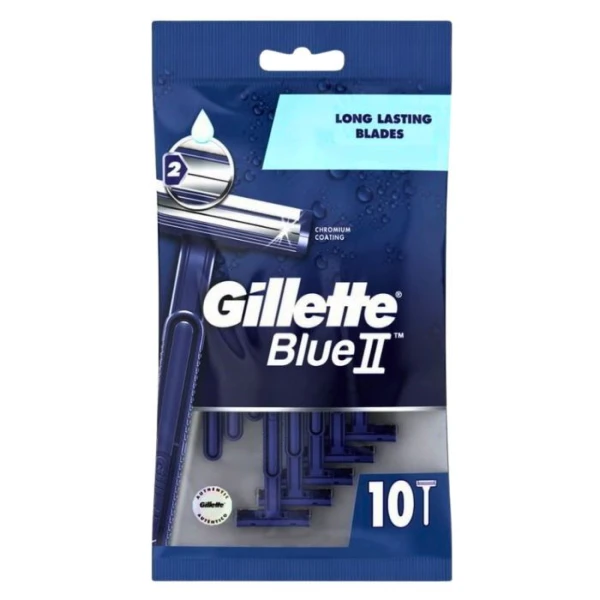 Gillette Blue 2 Chromium, maszynka do golenia dla mężczyzn, 2 ostrza, 10 sztuk