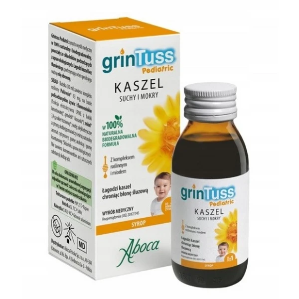 GrinTuss Pediatric,kaszel suchy i mokry, syrop dla dzieci po 1 roku życia, 128g
