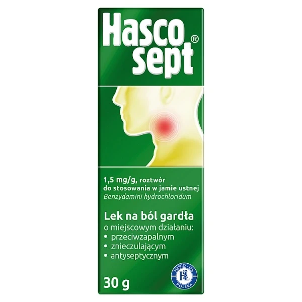 Hascosept 1,5mg/g, płyn do stosowania w jamie ustnej, 30g