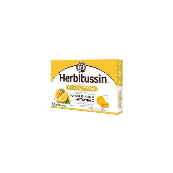 Herbitussin Miód i Cytryna, 12 pastylek do ssania