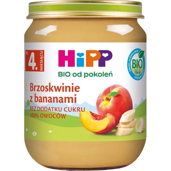 [DATA - 2026-10-31] Hipp, brzoskwinie z bananami, Bio, po 4 miesiącu, 125g