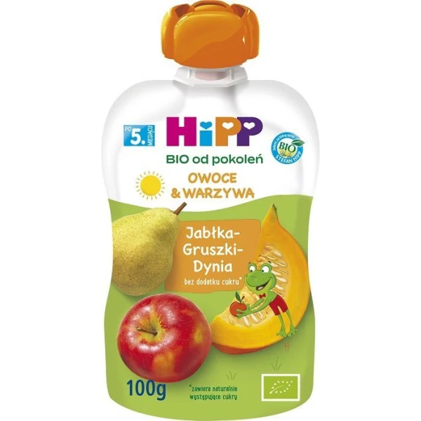 [DATA - 2026-11-17] Hipp, jabłka, gruszki, dynia, Bio, po 5 miesiącu, 100g